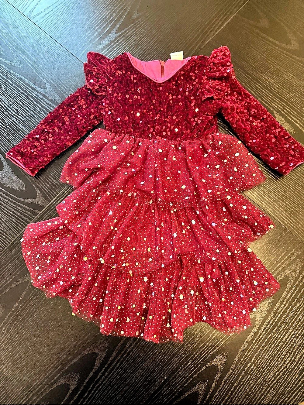 Girls 12-18M Sequin Party Dress in Red Like New